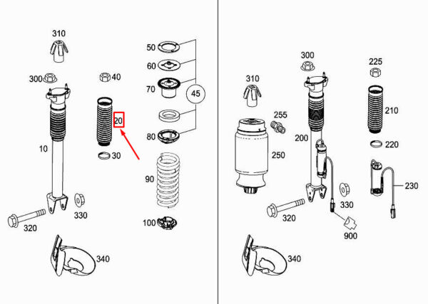 A1663260098 - MERCEDES-BENZ GLE W166 Rear Shock Absorber Damper A1663260098 ORIGINAL