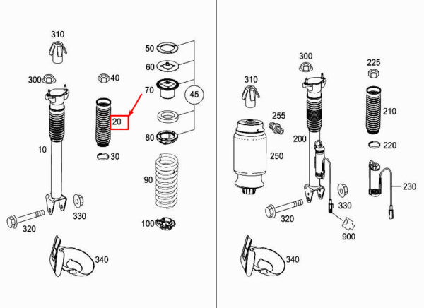 A1663260398 - MERCEDES-BENZ ML W166 Rear Shock Absorber Protect Tube A1663260398 ORIGINAL