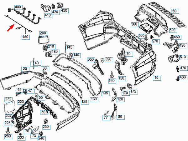 A1664409034 - NEW MERCEDES-BENZ GL-CLASS X166 REAR BUMPER CABLE HARNESS A1664409034 ORIGINAL