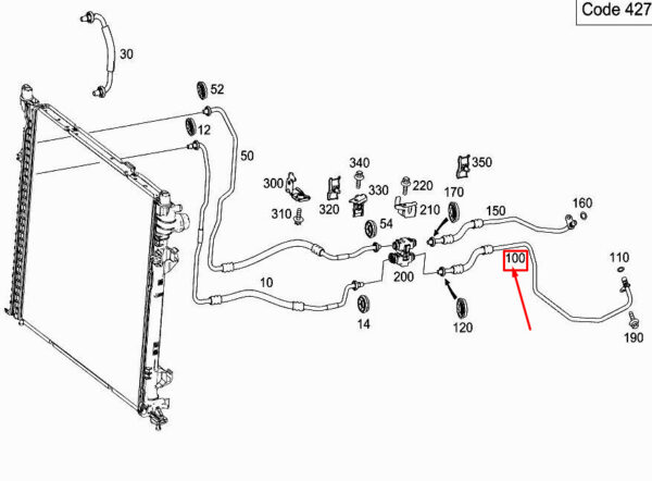 A1665006272 - NEW MERCEDES-BENZ ML W166 REAR LEFT TRANSMISSION COOLER LINE A1665006272