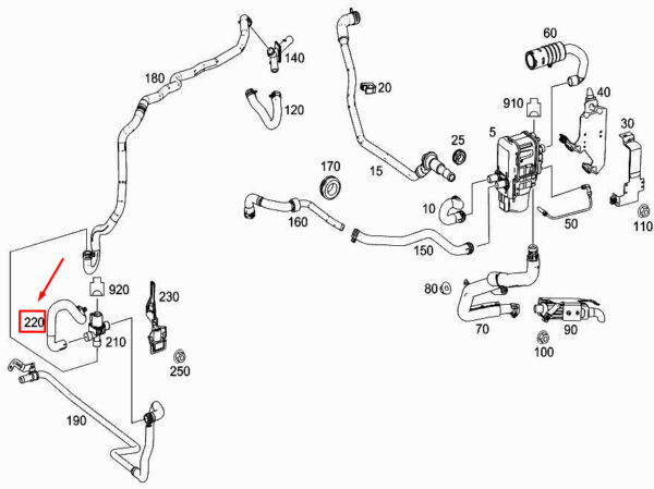 A1665060635 - MERCEDES-BENZ GLE W166 Engine Coolant Hose A1665060635 ORIGINAL