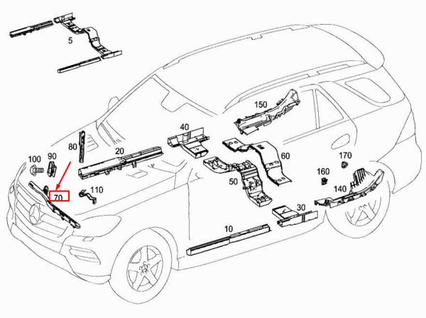 A1665460280 - MERCEDES-BENZ ML W166 Front Engine Cable Duct A1665460280 ORIGINAL
