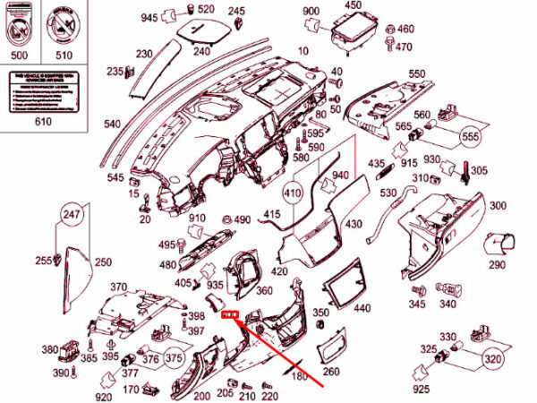 A1666800571 - MERCEDES-BENZ ML W166 Instrument Panel Left Trim LHD A1666800571 ORIGINAL
