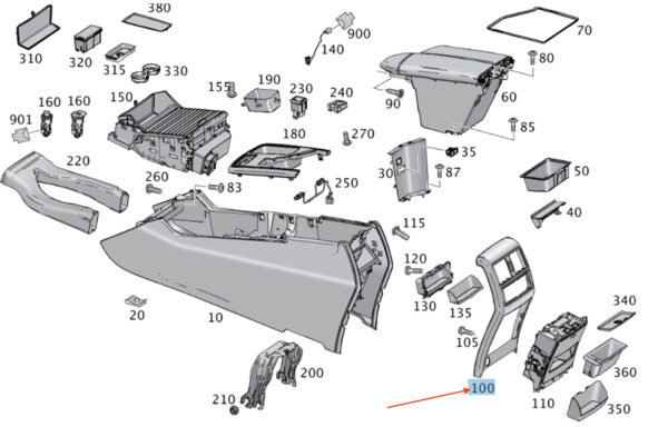 A16668039079051 - MERCEDES-BENZ GL X166 Center Console Rear Cover A16668039079051 ORIGINAL