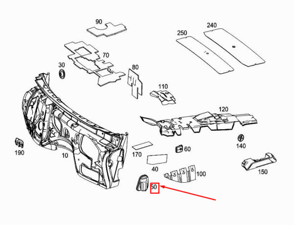 A1666820330 - MERCEDES-BENZ ML W166 Left Bottom A-Pillar Damping A1666820330 ORIGINAL
