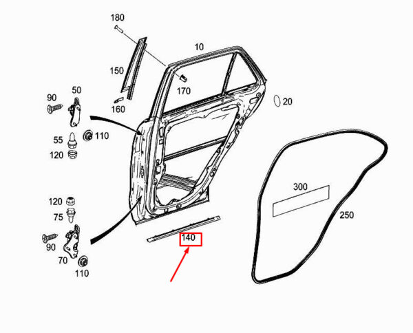 A1666980462 - MERCEDES-BENZ ML W166 Rear Right Bottom Door Cover Strip A1666980462 ORIGINAL