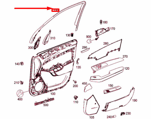 A16672701789051 - NEW MERCEDES-BENZ GLE W166 FRONT LEFT DOOR WINDOW FRAME A16672701789051 ORIGINAL