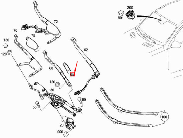 A1668240349 - MERCEDES-BENZ ML W166 Front Driver Wiper Arm Cover A1668240349 ORIGINAL