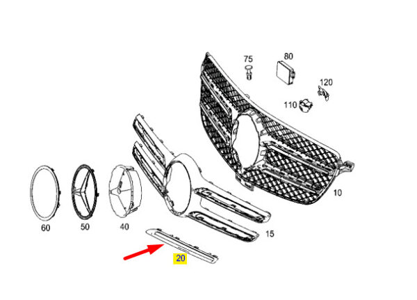 A1668881685 - MERCEDES-BENZ GLE W166 Front Gille Top Right Trim A1668881685 ORIGINAL