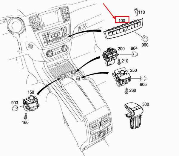 A1669057201 - NEW MERCEDES-BENZ ML W166 UPPER CONTROL PANEL SWITCH BLOCK A1669057201 ORIGINAL