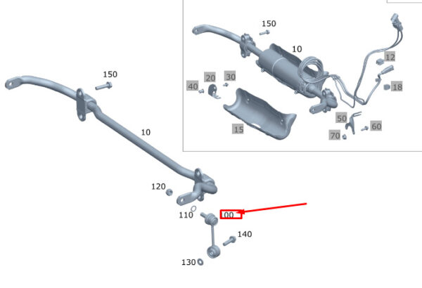 A1673203204 - MERCEDES-BENZ GLE W167 Rear Right Stabilizer Link A1673203204 ORIGINAL
