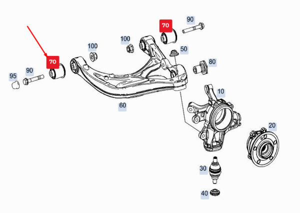 A1673521700 - MERCEDES-BENZ GLE W167 Rear Control Arm Bearing A1673521700 ORIGINAL