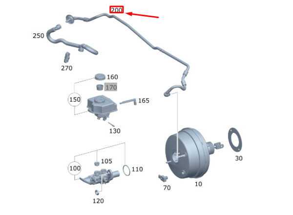 A1674304000 - MERCEDES-BENZ GLE W167 Brake Booster Vacuum Line LHD A1674304000 ORIGINAL