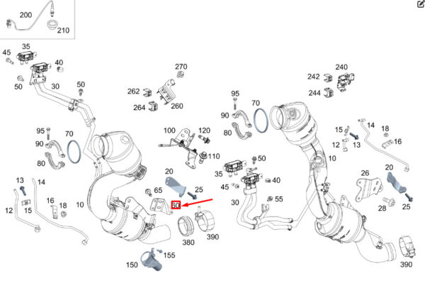 A1674906602 - MERCEDES-BENZ GLE W167 Right Exhaust Gas Line Bracket A1674906602 ORIGINAL