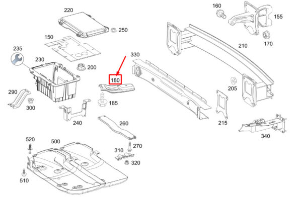 A1676140100 - MERCEDES-BENZ GLE W167 Rear End Floor Left Lower Strut A1676140100 ORIGINAL