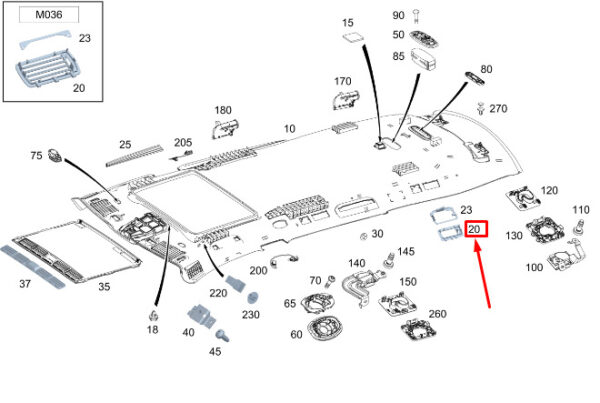 A1676801803 - MERCEDES-BENZ GLS X167 Left Roof Cover Trim A1676801803 ORIGINAL