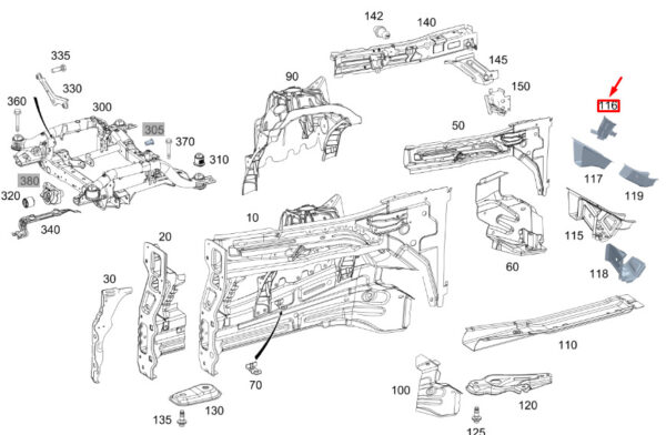 A1676822502 - MERCEDES-BENZ GLE W167 Front Left Long. Member Dampening A1676822502 ORIGINAL