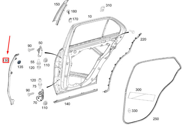 A1677325200 - MERCEDES-BENZ GLE W167 Rear Right Door Cover Strip A1677325200 ORIGINAL