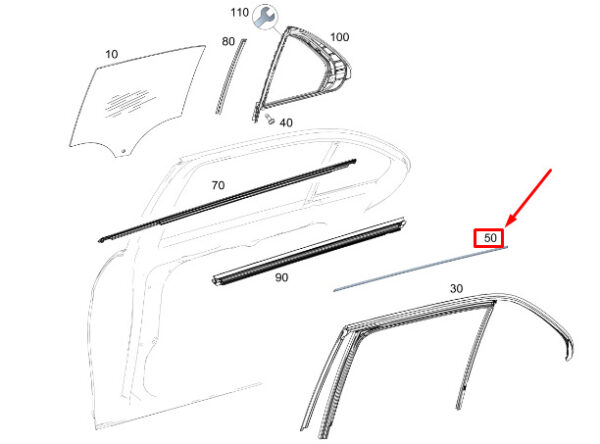 A1677350702 - MERCEDES-BENZ GLS X167 Rear Left Door Guide Rail Trim A1677350702 ORIGINAL