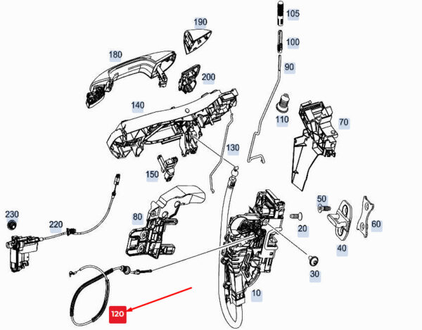 A1677601400 - MERCEDES-BENZ GLE W167 Front Door Lock Cable A1677601400 ORIGINAL