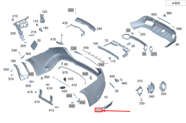 A1678858006 - MERCEDES-BENZ GLS X167 Rear Right Lower Bumper Trim A1678858006 ORIGINAL