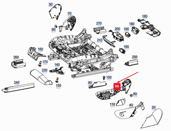 A1679100501 - MERCEDES-BENZ GLE W167 Outer Left Seat Reinforcement A1679100501 ORIGINAL