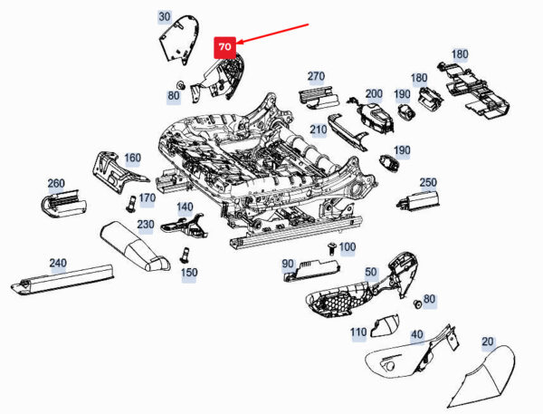 A1679100801 - MERCEDES-BENZ GLE W167  Inner Right Seat Reinforcement A1679100801 ORIGINAL