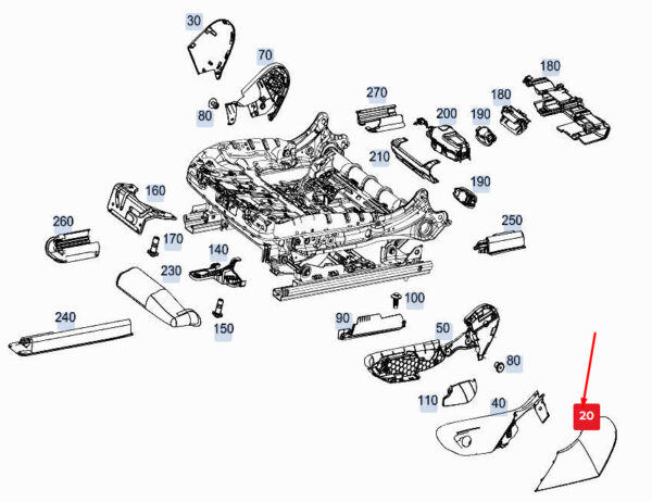 A1679190100 - MERCEDES-BENZ GLE W167 Left Seat Height Adjust Cover A1679190100 ORIGINAL