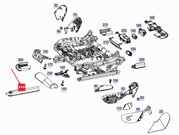 A1679190300 - MERCEDES-BENZ GLE W167 Front Left Outer Seat Rail Cover A1679190300 ORIGINAL