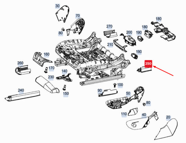 A1679190600 - MERCEDES-BENZ GLE W167 Right Seat Rear Rail Cover A1679190600 ORIGINAL