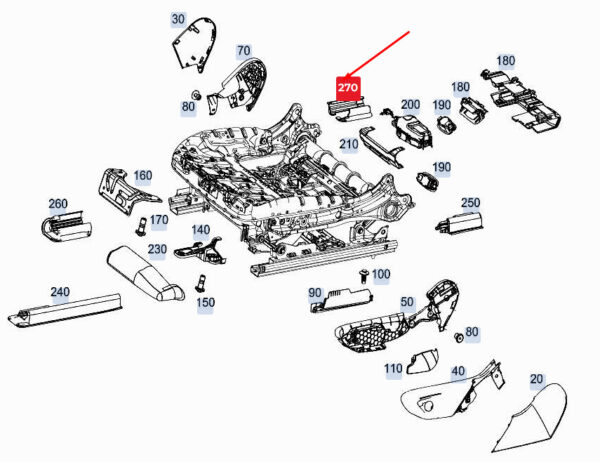 A1679190900 - MERCEDES-BENZ GLE W167 Inside Left Seat Rear Rail Cover A1679190900 ORIGINAL
