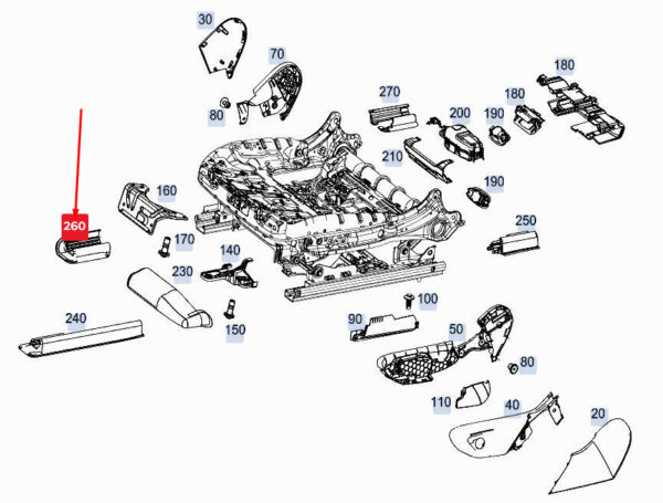 A1679191100 - MERCEDES-BENZ GLE W167 Inside Front Left Seat Rail Cover A1679191100 ORIGINAL
