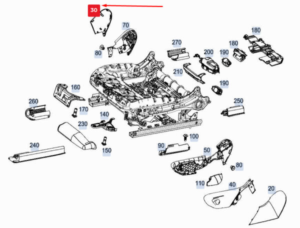 A1679191800 - MERCEDES-BENZ GLE W167 Right Seat Height Adjust Cover A1679191800 ORIGINAL