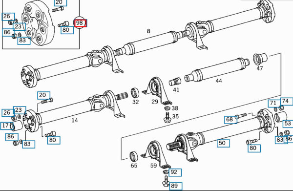 A1704100015 - NEW MERCEDES BENZ SL R129 DRIVE SHAFT FLEX JOINT KIT A1704100015 ORIGINAL