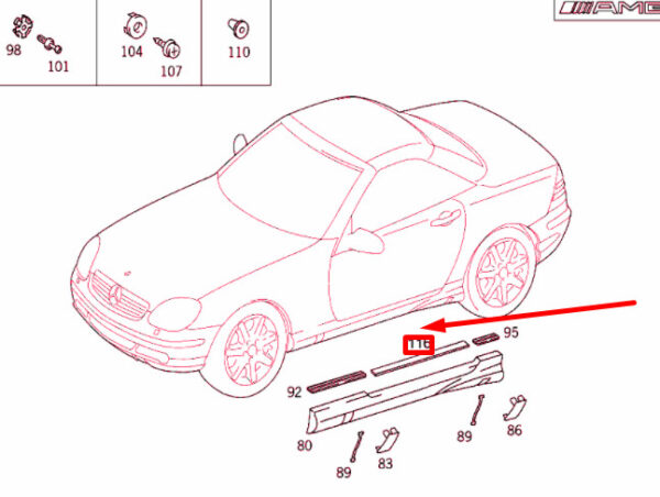 A1705840055 - NEW MERCEDES-BENZ SLK R170 DOOR ROCKER PANEL ADHESIVE FOIL A1705840055