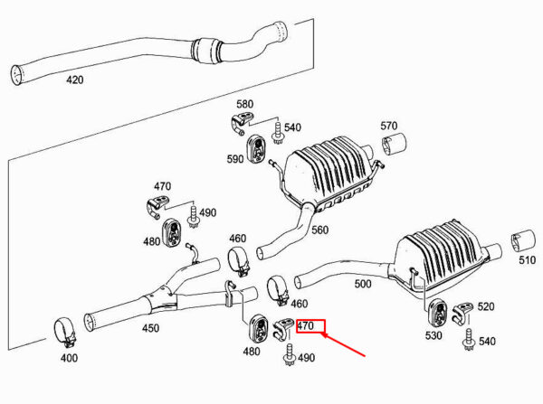 A1714920441 - MERCEDES-BENZ SLK R172 Right Central Muffler Bracket A1714920441 ORIGINAL