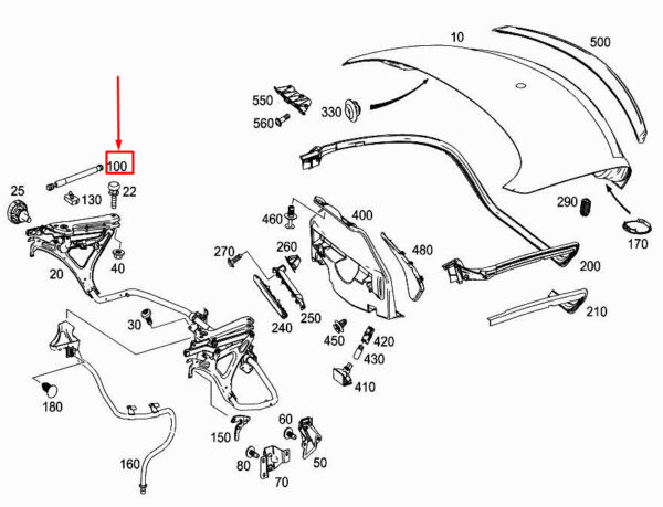 A1729800464 - NEW MERCEDES-BENZ SLK R172 REAR TAILGATE GAS STRUT A1729800464 ORIGINAL