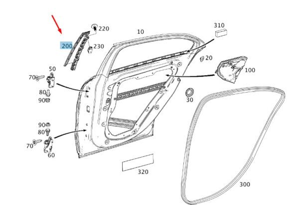 A1767320229 - MERCEDES-BENZ A W176 Rear Left Door B-Pillar Trim A1767320229 ORIGINAL