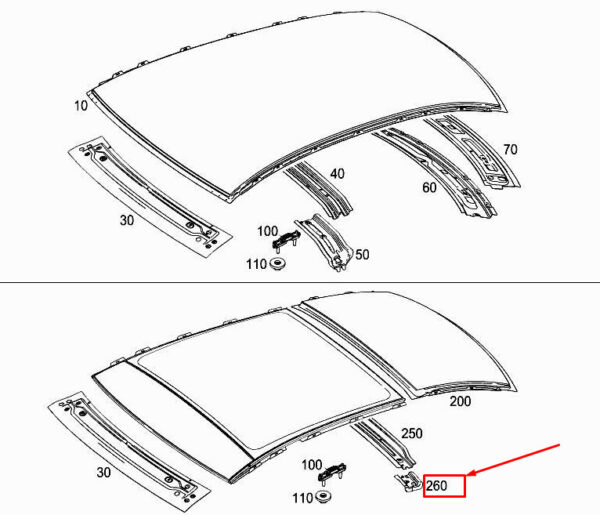 A1776364800 - MERCEDES-BENZ A W177 Rear Right Roof Rail Mounting A1776364800 ORIGINAL