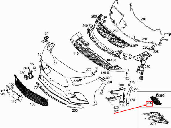 A1778852700 - NEW MERCEDES-BENZ A W177 FRONT LEFT BUMPER GRILL A1778852700 ORIGINAL