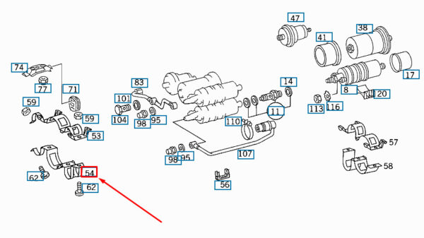 A2014785040 - NEW MERCEDES-BENZ E W124 FUEL LINE BOTTOM BRACKET A2014785040 ORIGINAL