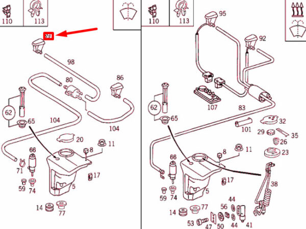 A2028601047 - NEW MERCEDES-BENZ C W202 WINDSHIELD WASHER NOZZLE RIGHT A2028601047