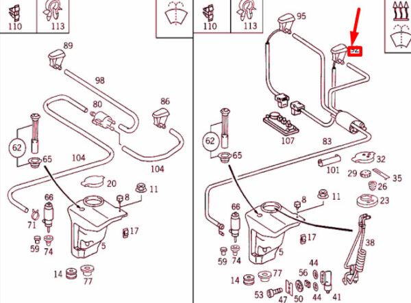 A2028601147 - NEW MERCEDES-BENZ C W202 WINDSHIELD WASHER NOZZLE LEFT A2028601147 ORIGINAL
