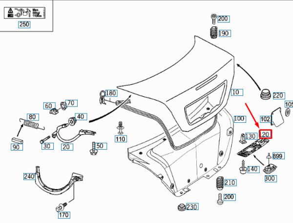 A20375800027C45 - NEW MERCEDES-BENZ C W203 REAR LID HANDLE A20375800027C45 ORIGINAL