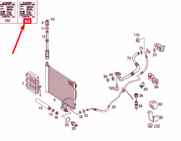 A2038174321 - MERCEDES-BENZ C W203 Refrigerant Guide Sign A2038174321 ORIGINAL