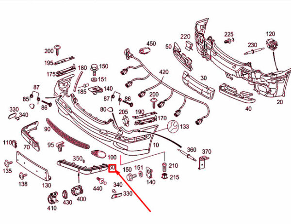 A20388521213590 - NEW MERCEDES-BENZ C W203 FRONT BUMPER LEFT RAIL A20388521213590 ORIGINAL