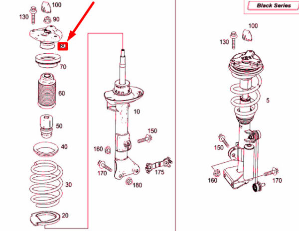 A2043201573 - NEW MERCEDES-BENZ C C204 FRONT SUSPENSION STRUT UPPER MOUNT A2043201573 ORIGINAL
