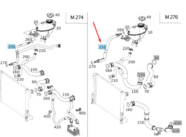 A2045012925 - MERCEDES-BENZ C W204 Expansion Tank Bleed Line A2045012925 ORIGINAL