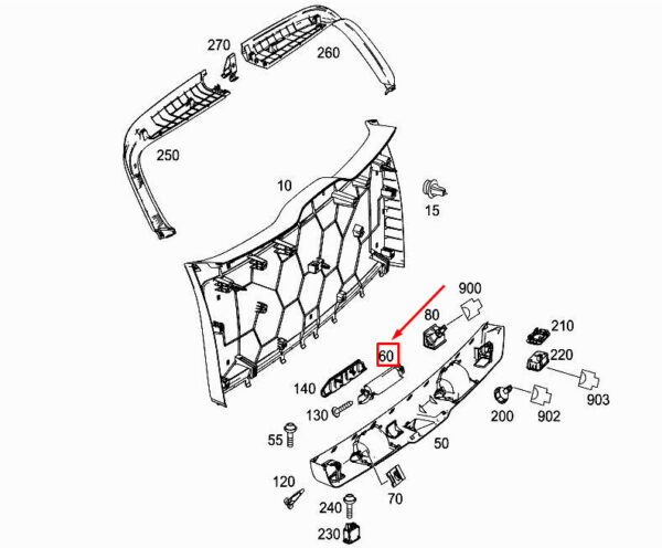 A2047431672 - MERCEDES-BENZ ML W166 Bottom Rear Right Grab Handle A2047431672 ORIGINAL