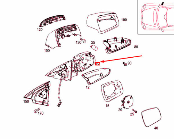 A2048103876 - NEW MB C W204 FRONT RIGHT DOOR MIRROR FRAME WITH MOTOR A2048103876 ORIGINAL